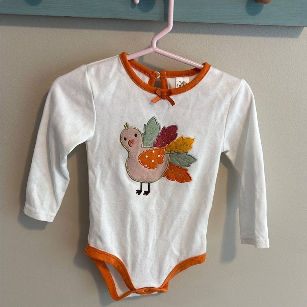 Baby Essentials Thanksgiving Turkey Bodysuit 18 Months Long Sleeve Orange White